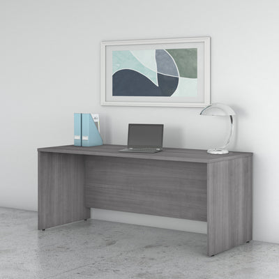 72" Modern Office Desk with Privacy Panel in Platinum Gray