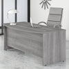 72" Modern Bow-Front Office Desk with Privacy Panel in Platinum Gray