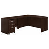 60" Left-Handed L-shaped Desk with Mobile Pedestal in Mocha Cherry