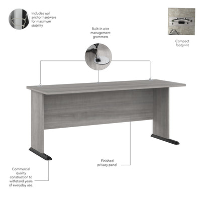 72" Modern Office Desk in Platinum Gray