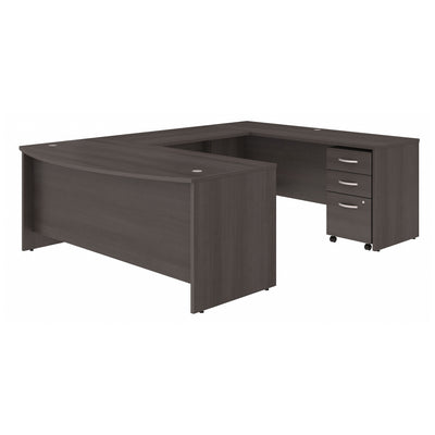 Storm Gray Modern U-shaped Desk with Mobile Pedestal