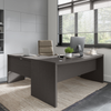 72" Modern L-Shaped Bow-Front Office Desk in Charcoal Maple