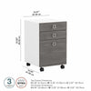 16" Mobile 3-Drawer File Cabinet in Modern Gray/White