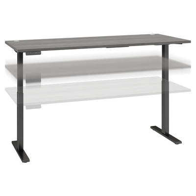 72" Modern Standing Office Desk in Platinum Gray with Black Base