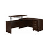 60" x 85" Mocha Cherry L-shaped Desk with Sit/Stand Return & Mobile File