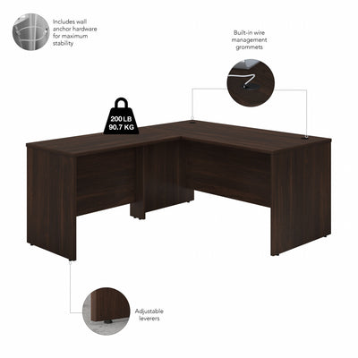 Black Walnut 60" x 72" L-Shaped Reversible Modern Office Desk