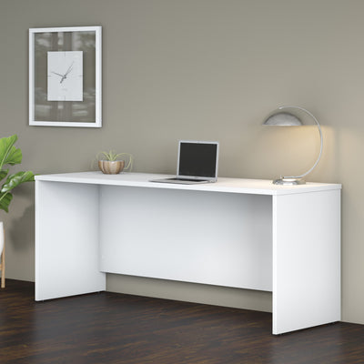 72" Modern Credenza Desk with Privacy Panel in White