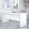 White Bow-Front Desk 60" with Scratch- and Stain-Resistance