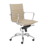 Taupe Leather & Chrome Low Back Modern Office Chair