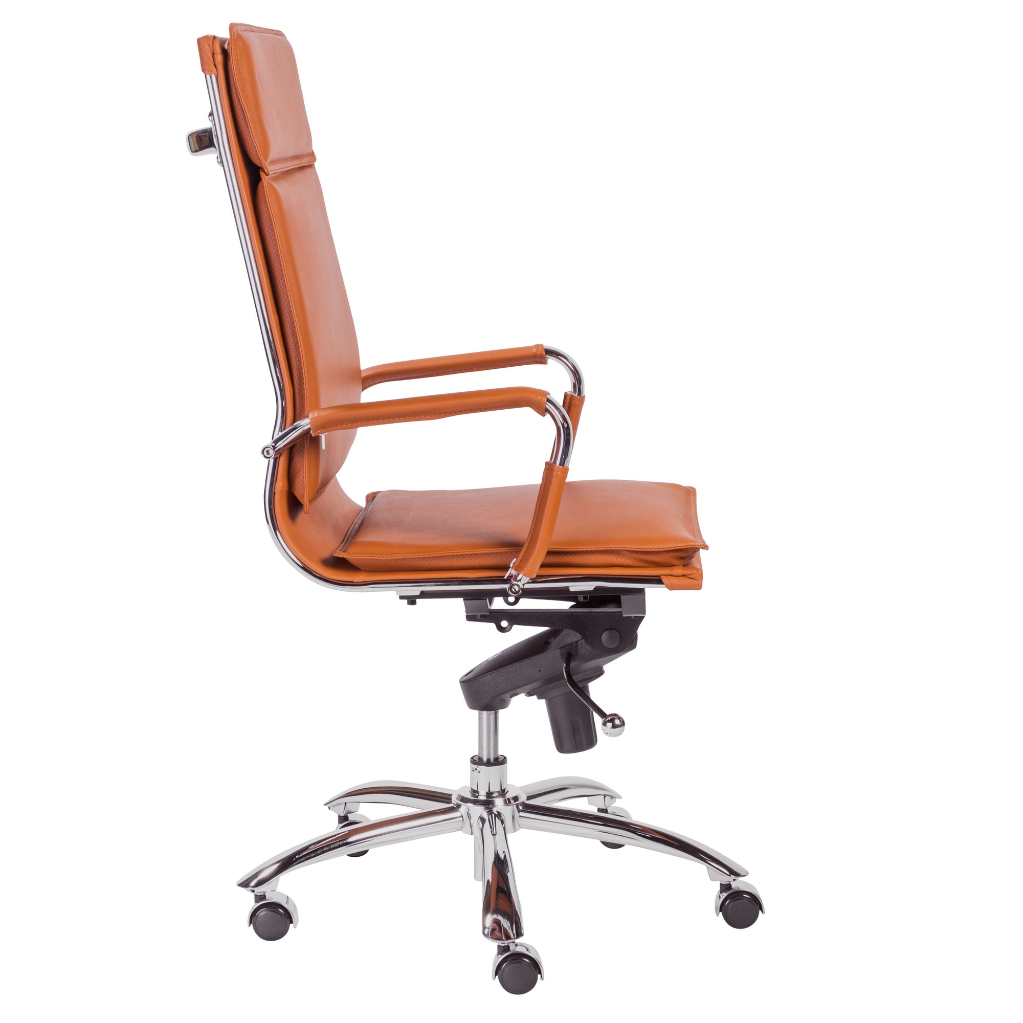 Cognac Leatherette High Back Office Chair by Euro Style