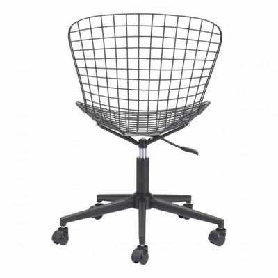 Sleek Black Wire Office Chair w/ Wheels