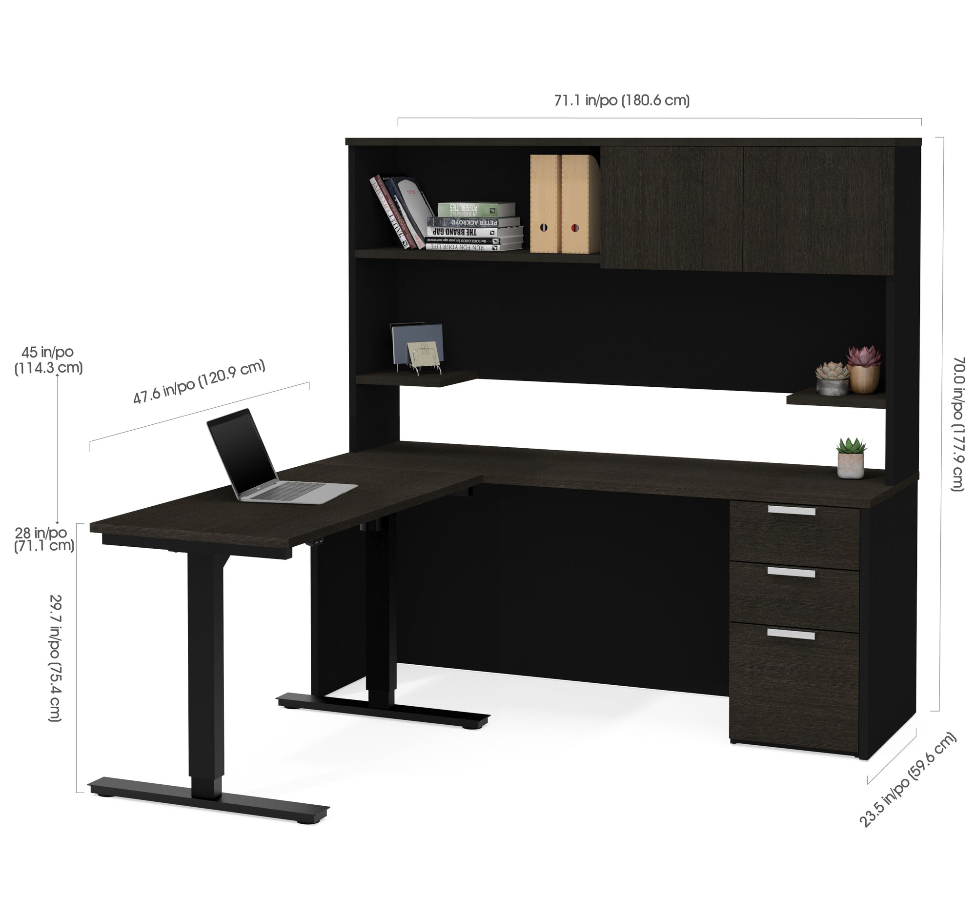 Bestar Upstand L-Shaped Adjustable Height Desk