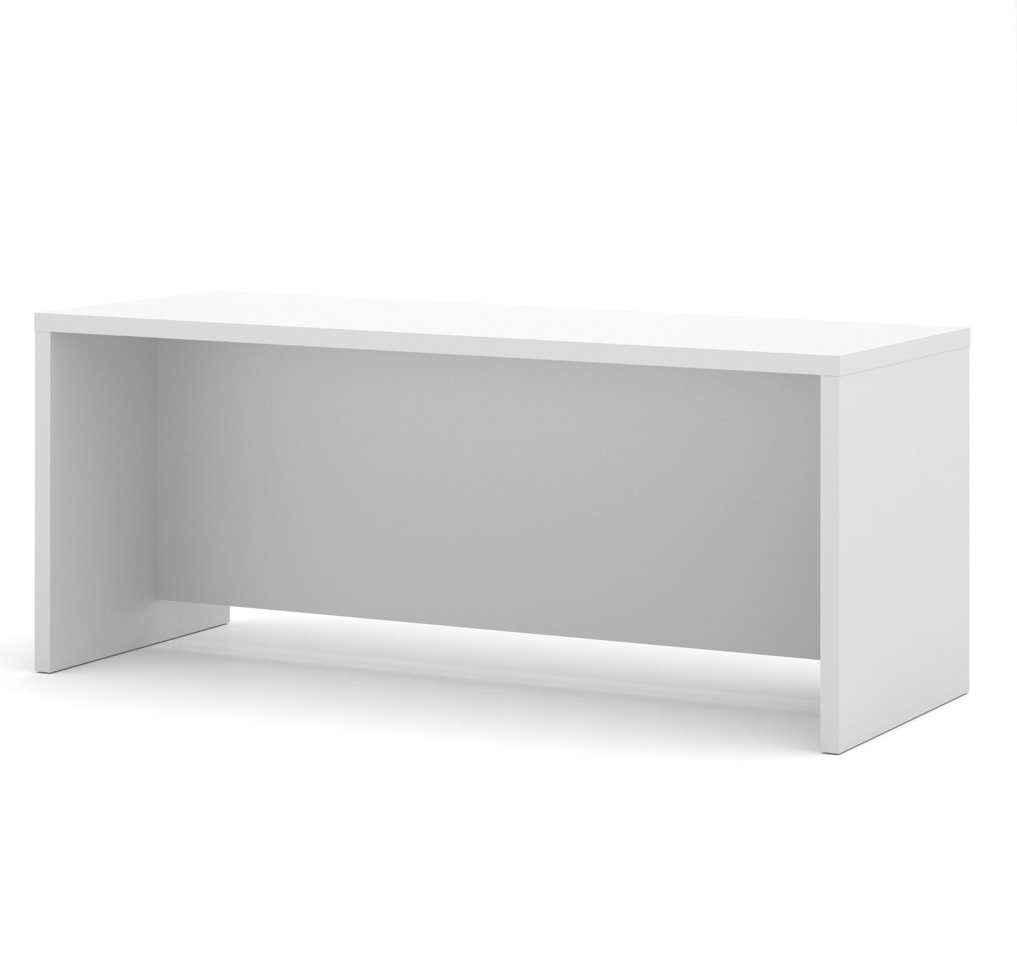 71 Modern White Home Office Executive Desk with Drawers & Storage Cabinet  in Gold Base