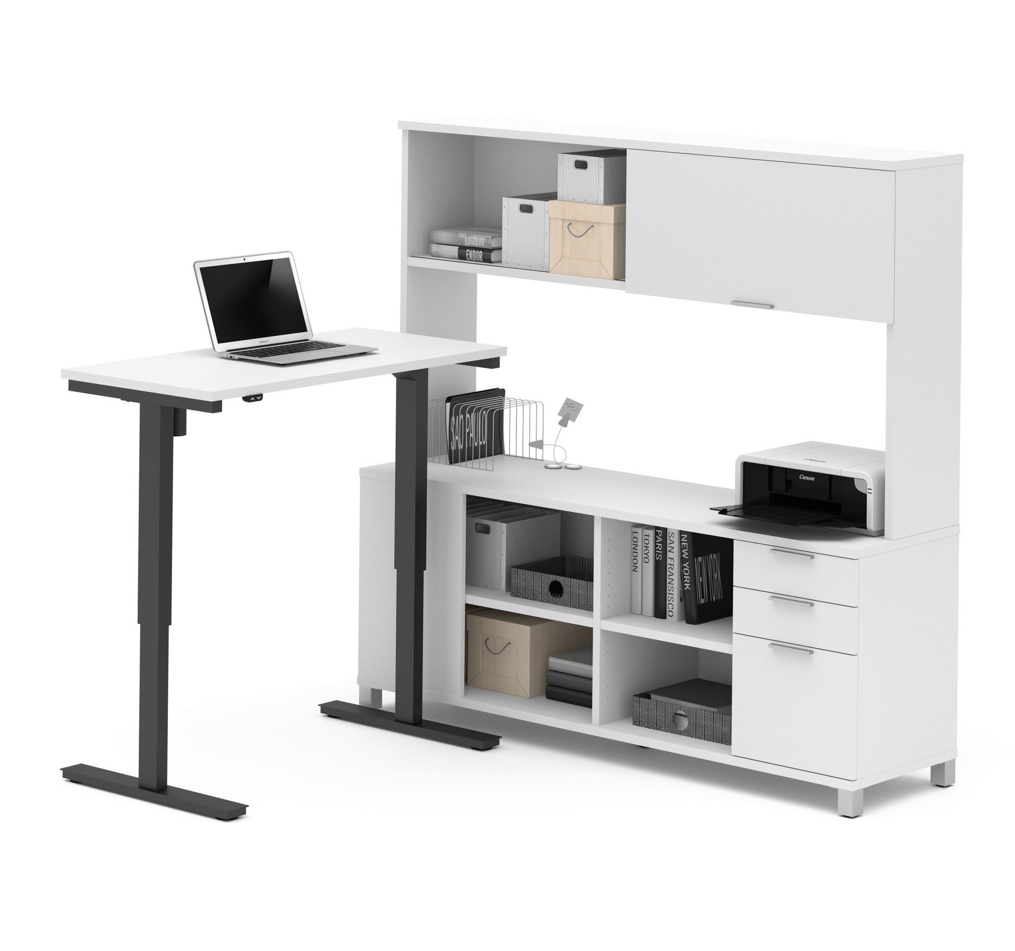 L Shaped Standing Office Desk Accessories Reception Executive