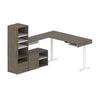 88" L-Shaped Adjustable Desk with Built-in Storage in Walnut Gray