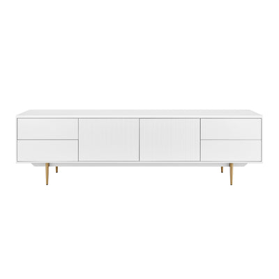 Matte White & Brass 79" Credenza