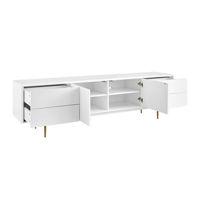 Matte White & Brass 79" Credenza