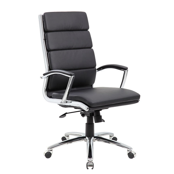 Black Faux Leather Office Chair with Padded Seat by Boss - OfficeDesk.com