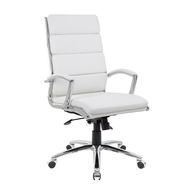 White Faux Leather Office Chair w/ Padded Back & Seat - OfficeDesk.com