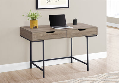 Geometric 2-Drawer Desk in Dark Taupe