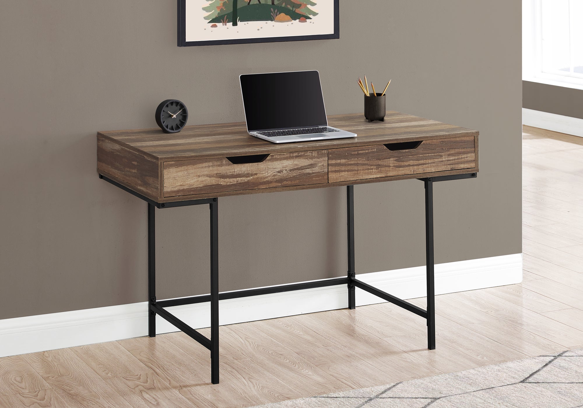 Monarch Natural Reclaimed Wood Look Reversible Computer Desk