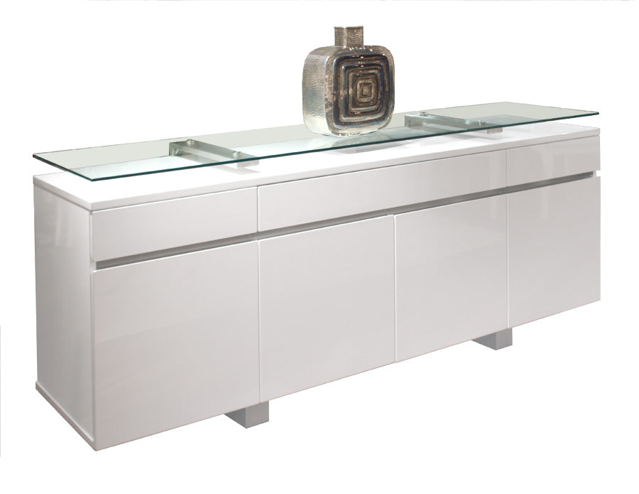 Ultra Modern White Lacquer Executive Desk with Three Drawers