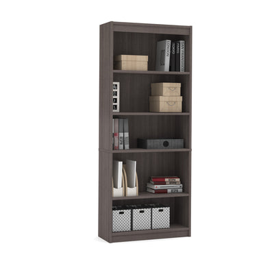 88" L-Shaped Adjustable Desk with Built-in Storage in Walnut Gray