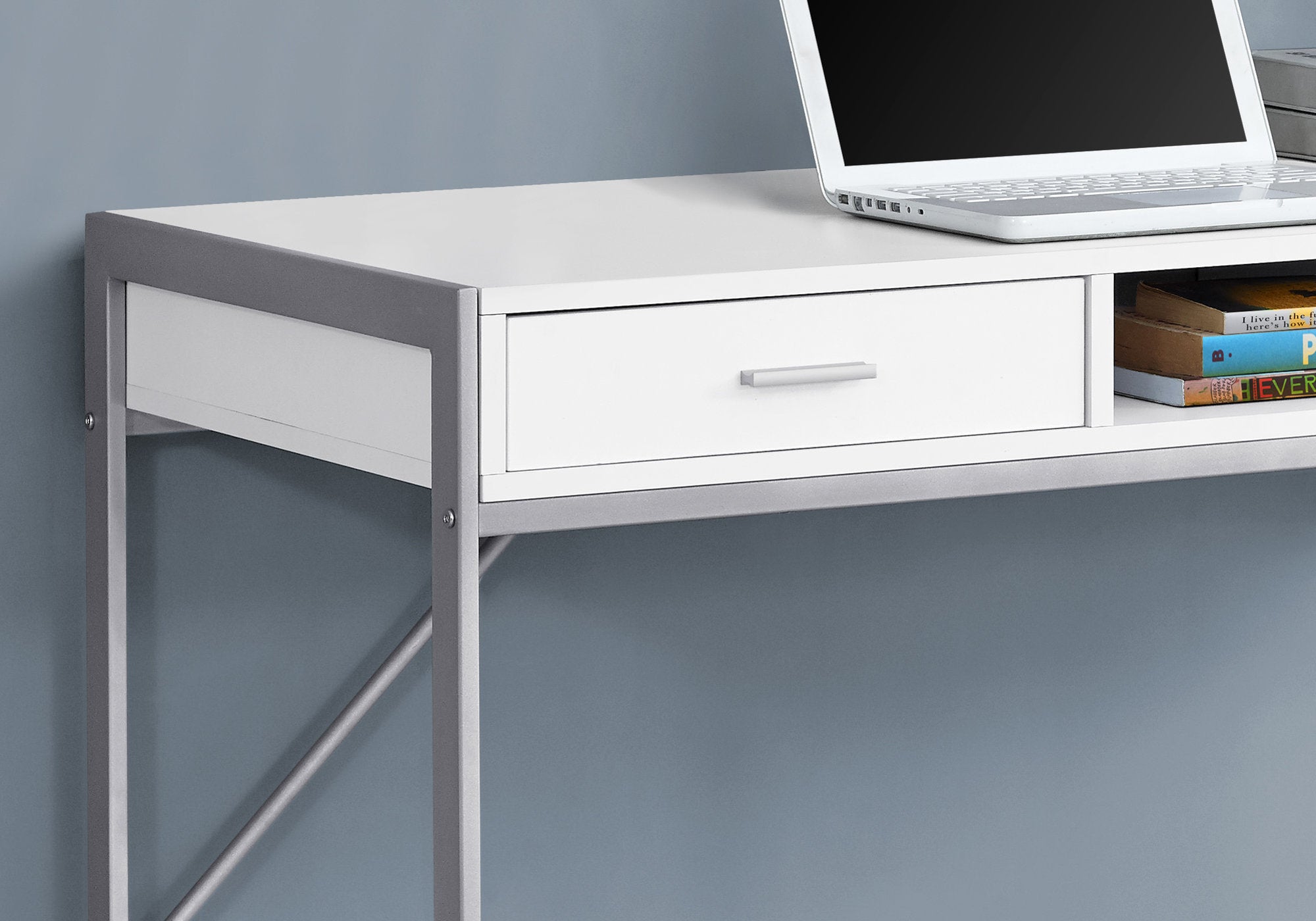 Monarch Specialties Computer Desk, White/Silver