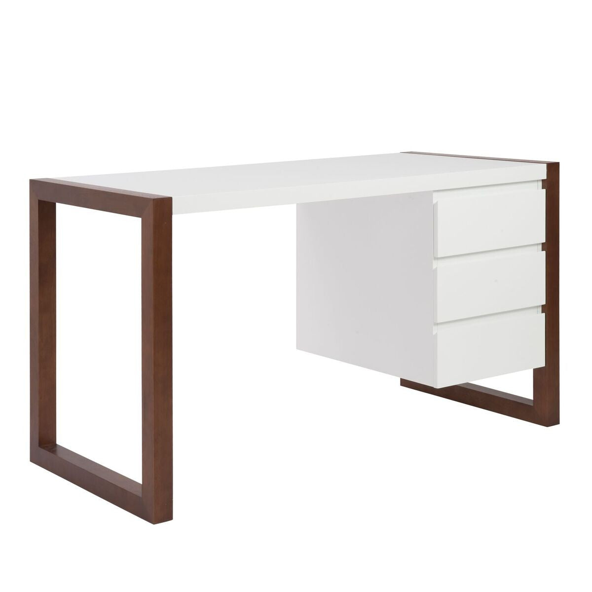 Nexora L shape Modular Office Table with Three Drawers (Flowery Wenge  Frosty White)