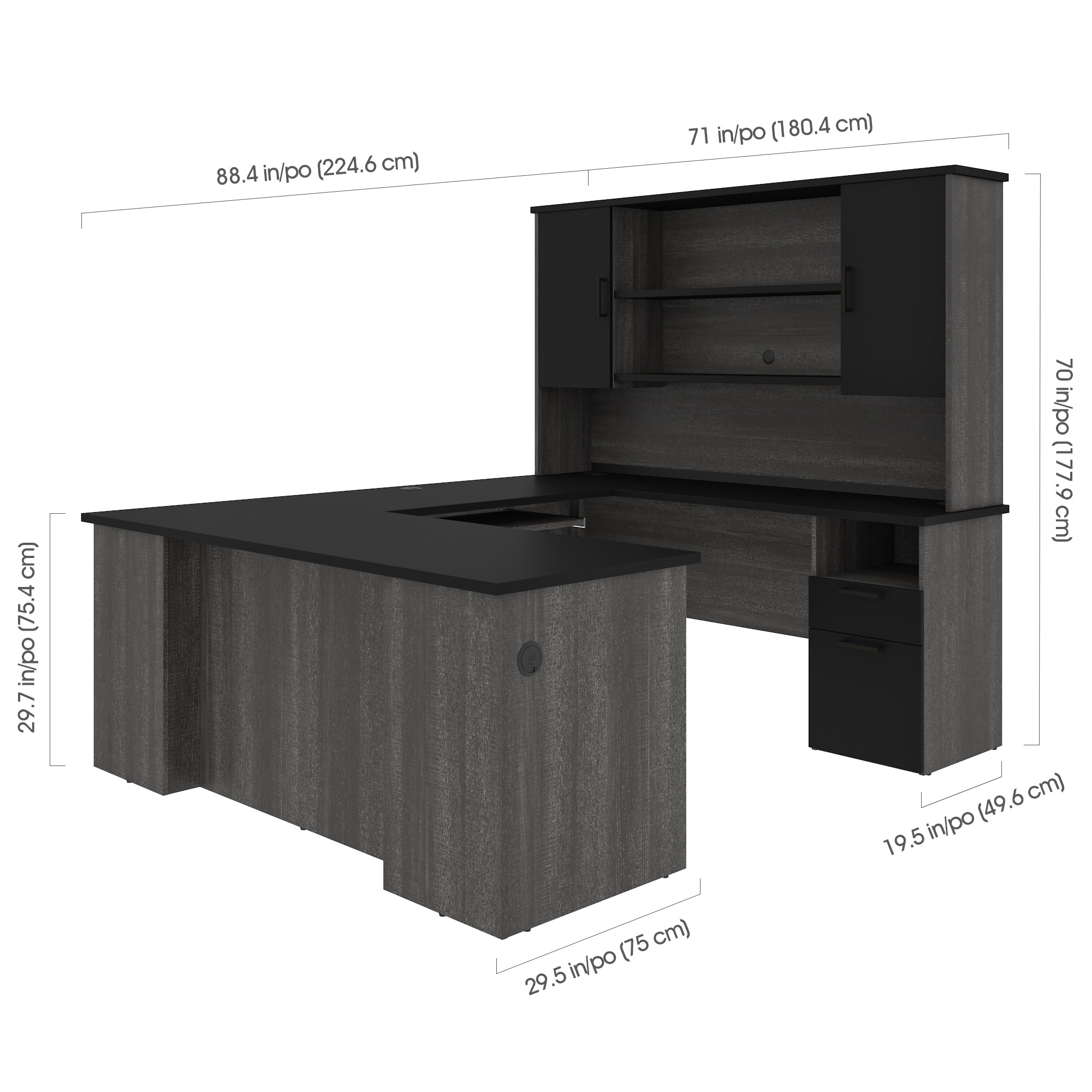 Techni Mobili  Deluxe L-Shaped Computer Desk With Pull Out